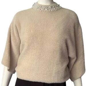 ❤️ Alfani Faux Fur and Pearl Beaded Sweater